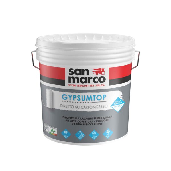 GYPSUMTOP Idropittura lavabile opaca per cartongesso lt 4